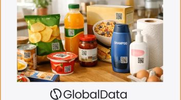 Various packaged food and household products with QR codes for smart packaging.