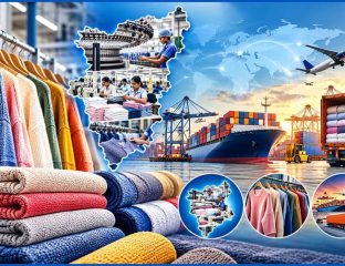 Textile manufacturing and export logistics at Tiruppur Knitwear industry.
