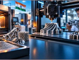 Advanced 3D printing machinery creating complex metal parts in India.