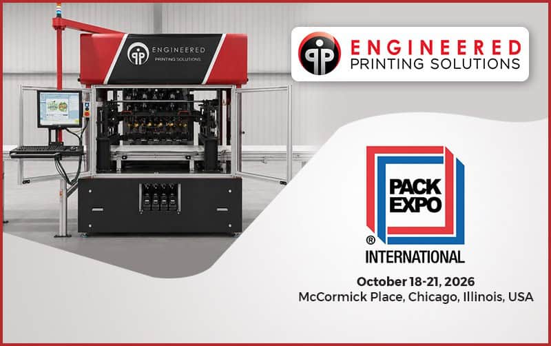 EPS XD-AQ printing machine showcased at PACK EXPO 2026 in Chicago.