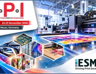Industrial printing machinery and colorful printed products at Screen Print India 2026.
