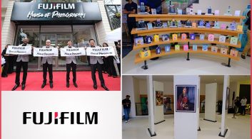 Fujifilm House of Photography opening event in India with staff and displays.