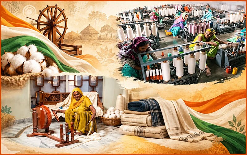 Artisans creating textiles and supporting local industries in India.