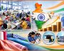 Textile and printing industry in India with manufacturing and training scenes.