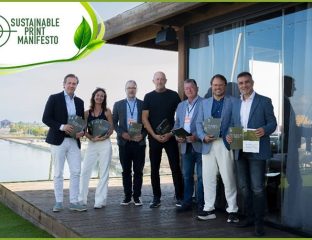 Group of professionals at Sustainable Print Manifesto launch in Valencia.