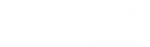 Southcoast written in caps and a graphic image of a mountain at the top and a smaller text below saying Adventure. Logo's Southcoast Adventure in white.