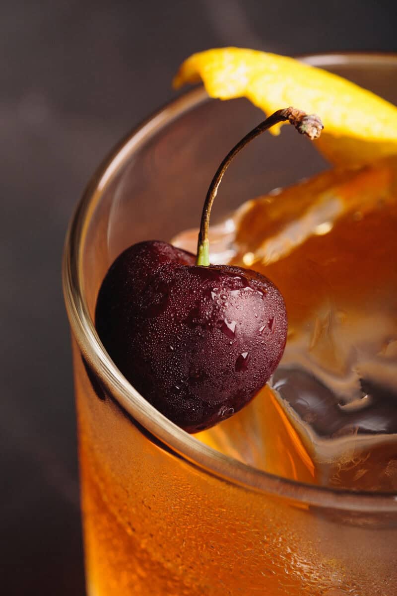 A refreshing drink with a cherry and lemon slice at St Christopher's London Bridge hostel.