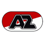 AZ Alkmaar football club logo on red background during Sunderland game.