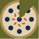 Geometric pizza illustration in Chase Club brand colors