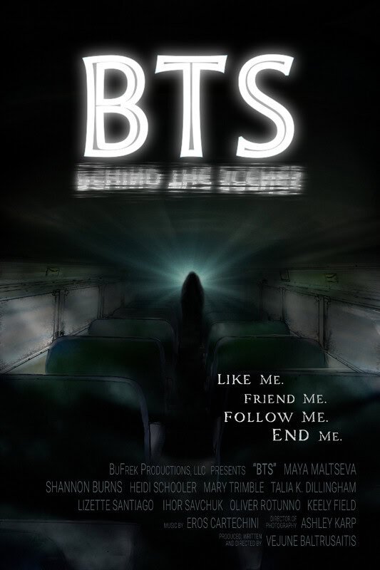 BTS movie poster featuring a dark, mysterious scene with a silhouette and glowing light, promoting the film at SpookyFest LA in Hollywood, CA.