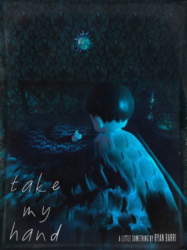 SpookyFest event poster featuring a dark, eerie bedroom scene with a doll and spooky decorations in Hollywood, CA.