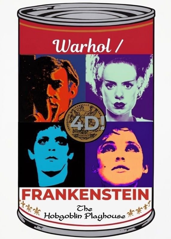 Pop art style can featuring Frankenstein and iconic horror characters for SpookyFest at The Hobgoblin Playhouse in Hollywood, CA.