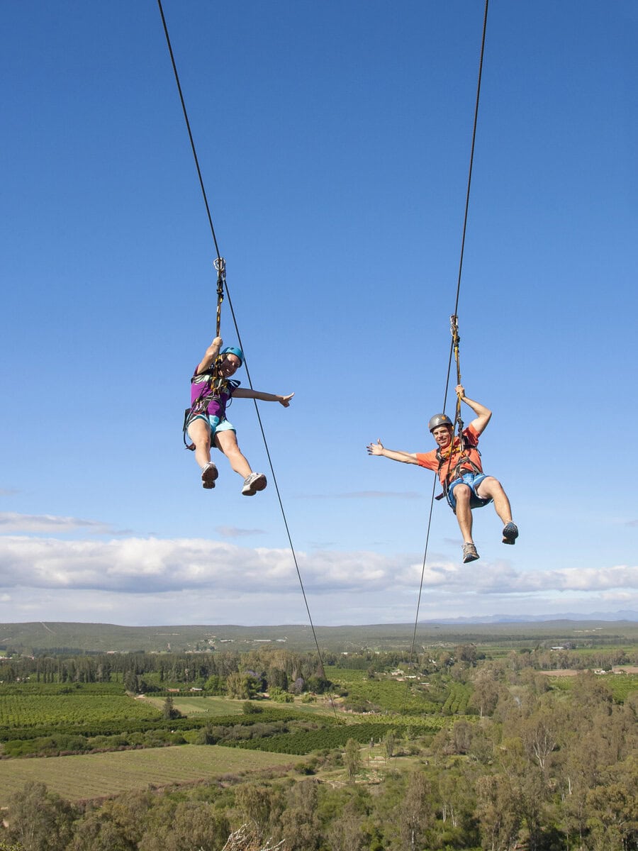 Double zipline over Sundays River Valley at Adrenalin Addo