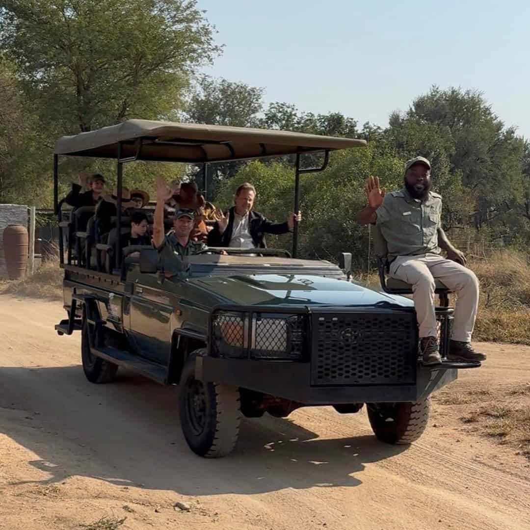 Open safari vehicle on a mid-morning drive in Sabie Game Reserve