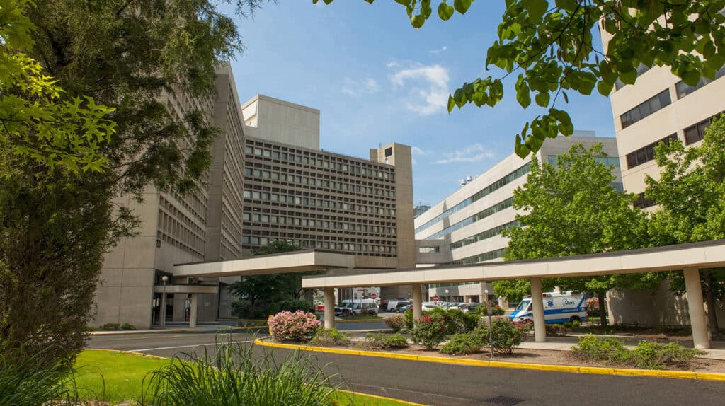 University Hospital building exterior in Newark, New Jersey