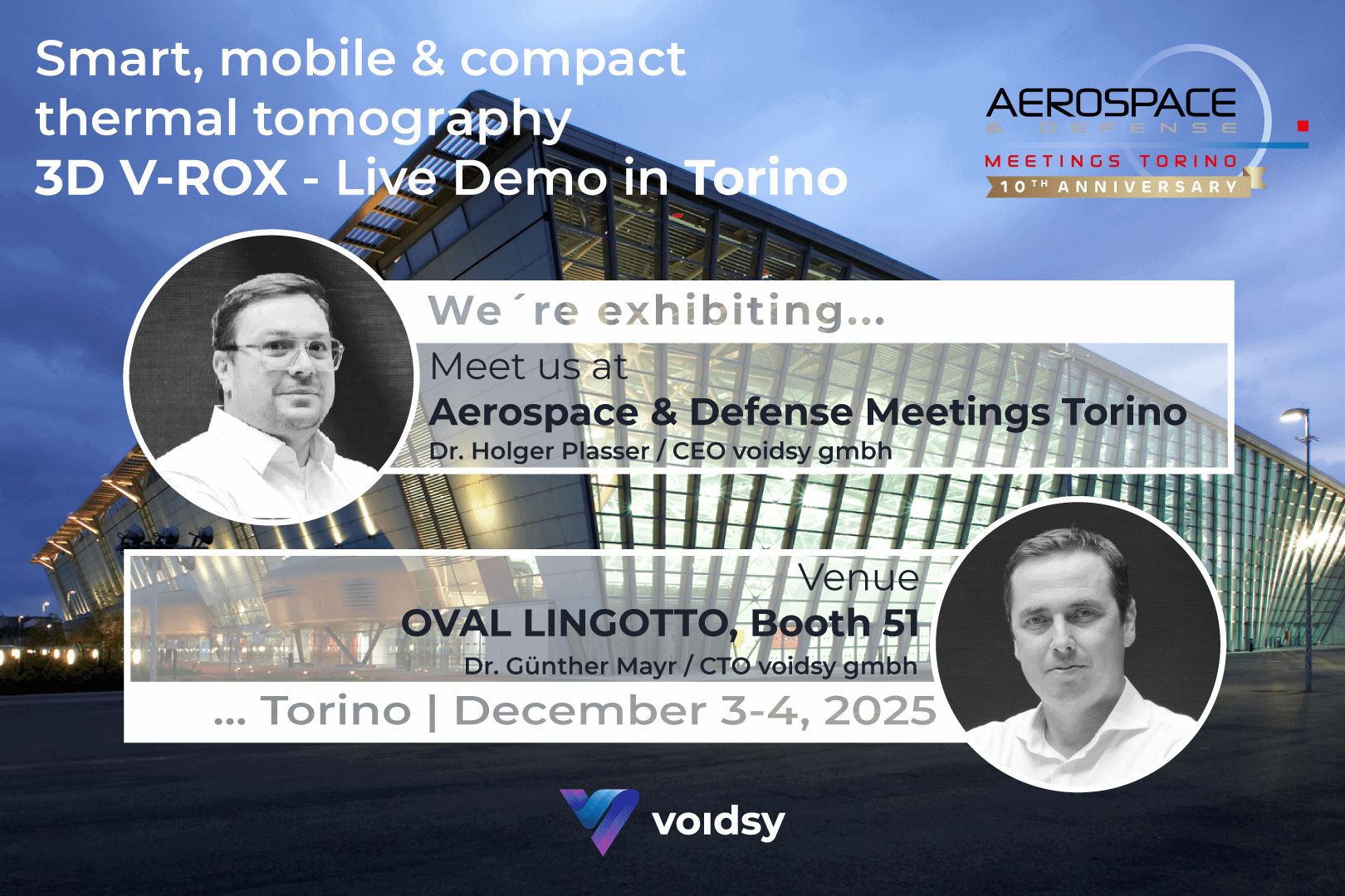 voidsy präsentiert 3D V-ROX auf den Aerospace & Defense Meetings 2025 in Turin