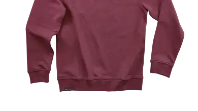 A burgundy sweatshirt with a small logo on the chest, perfect for winter wear and outdoor activities.