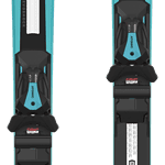 Pair of blue Atomic skis designed for winter skiing, featuring adjustable bindings and a sleek, aerodynamic design for optimal performance on snow.