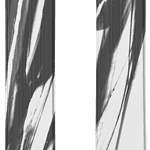 Pair of Atomic Vantage 97 Ti skis in white and black with dynamic design, ideal for all-mountain skiing and winter sports enthusiasts.