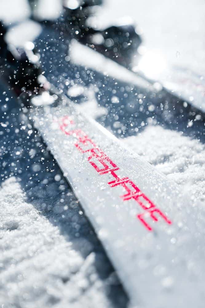 Close-up of a HEAD Supershape ski in the snow
