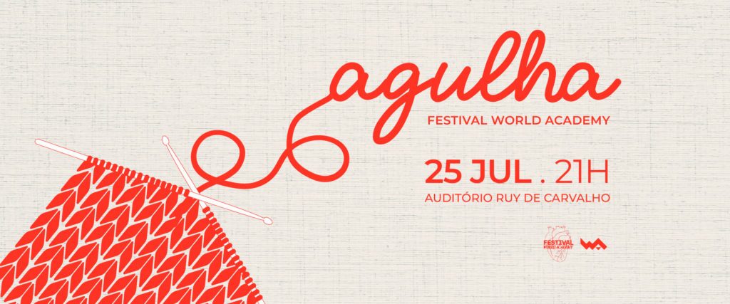 Festival de agulha, evento cultural na Academia Mundial com workshops de costura e moda.