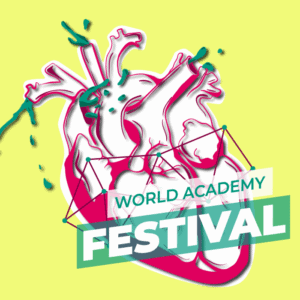 Ilustração de coração artístico para evento World Academy Festival.
