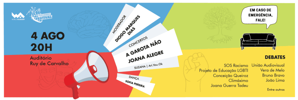 Alt text: Evento cultural com debates, concertos e teatro na Audiência Ruy de Carvalho.
