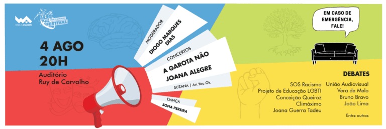 Alt text: Evento cultural com debates, concertos e teatro na Audiência Ruy de Carvalho.