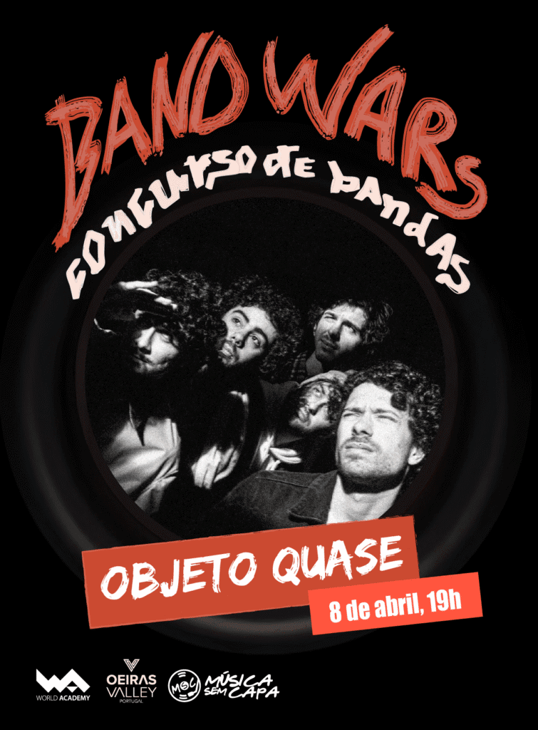 Concurso de bandas ao vivo na World Academy, promovendo talentos musicais emergentes.