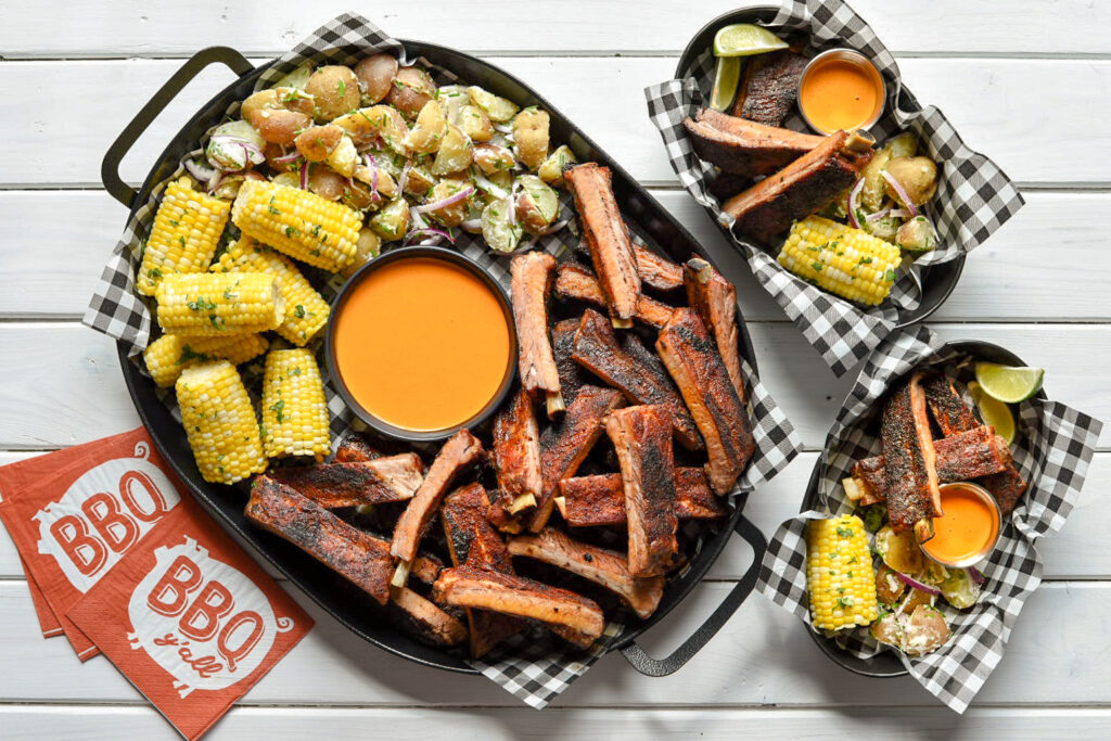 A platter of Piri-Piri Side Ribs with two portions.