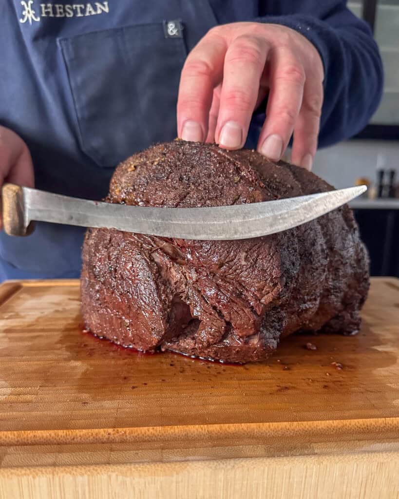 Slice in thin cuts against the grain and serve.