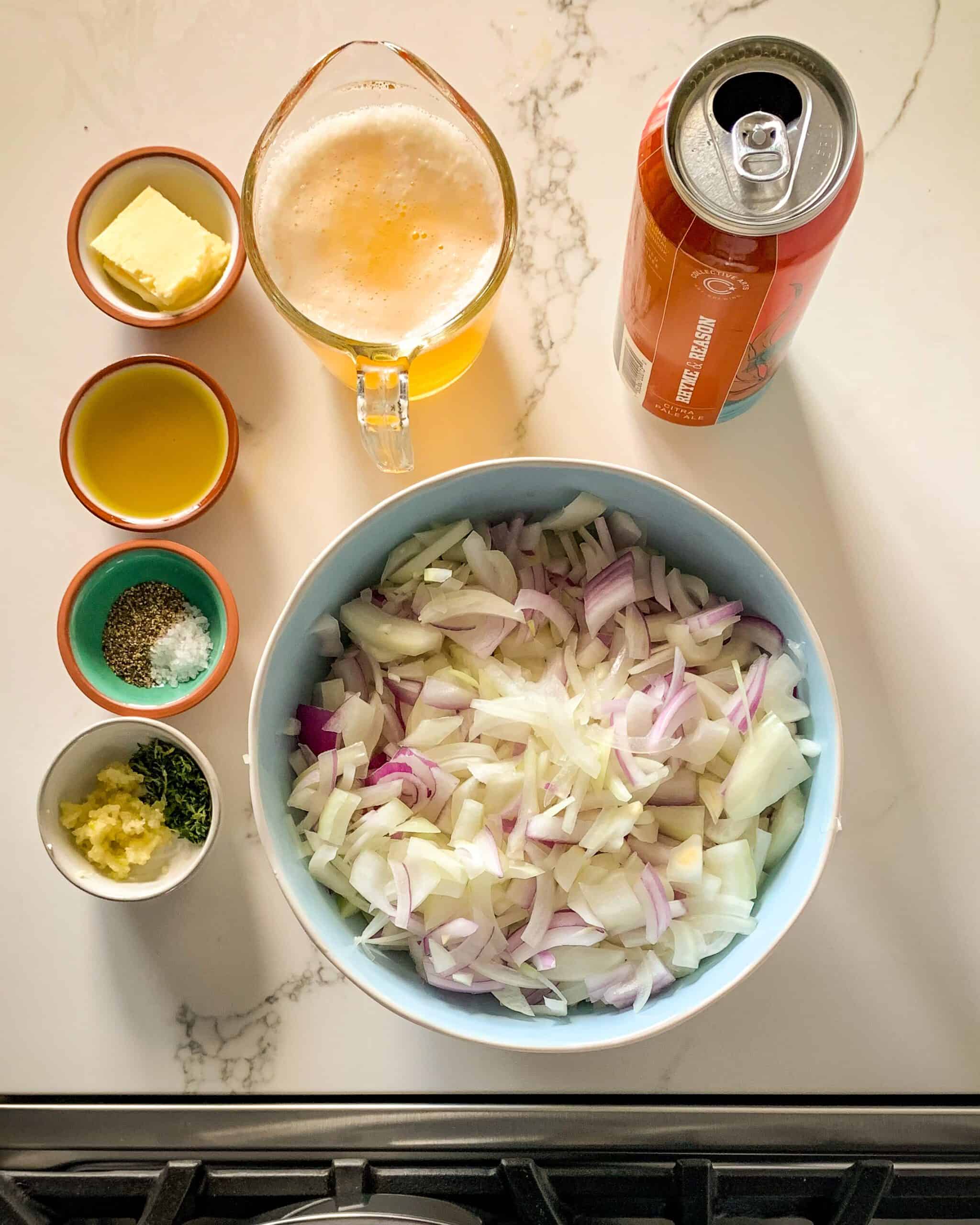 Steak & Onion Galette - braised onions ingredients