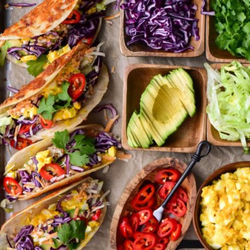 Cheesy Bacon & Egg Salad Crispy Tacos