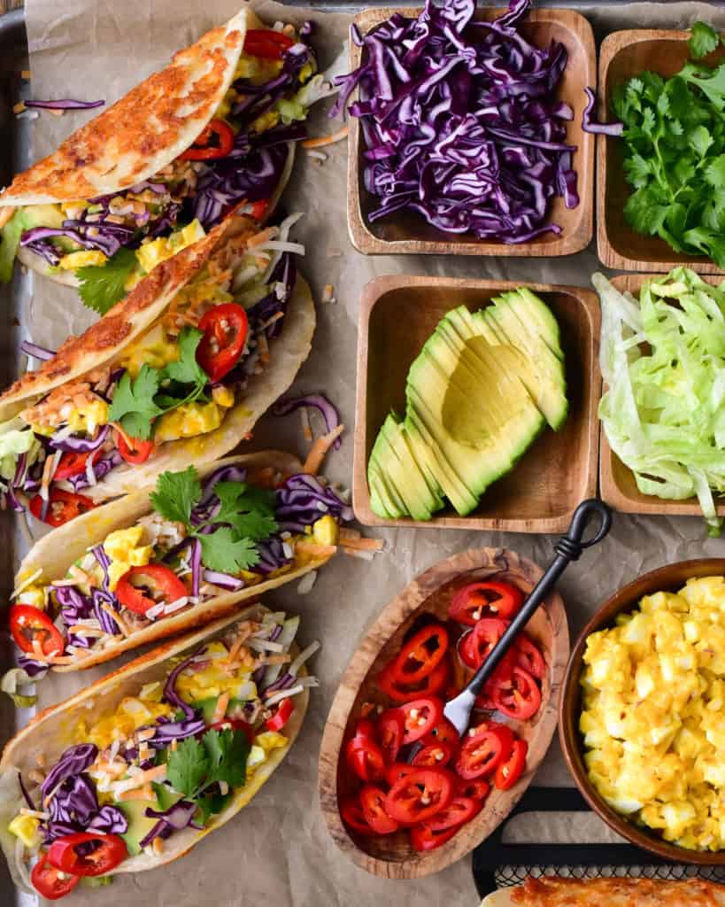 Cheesy Bacon & Egg Salad Crispy Tacos