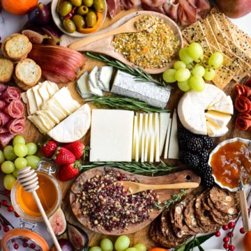 A loaded cheese (and meat) Board with Seasonal Sprinkles