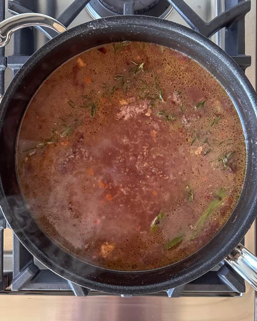Bring the homemade beef broth gravy simmer for 20 minutes.