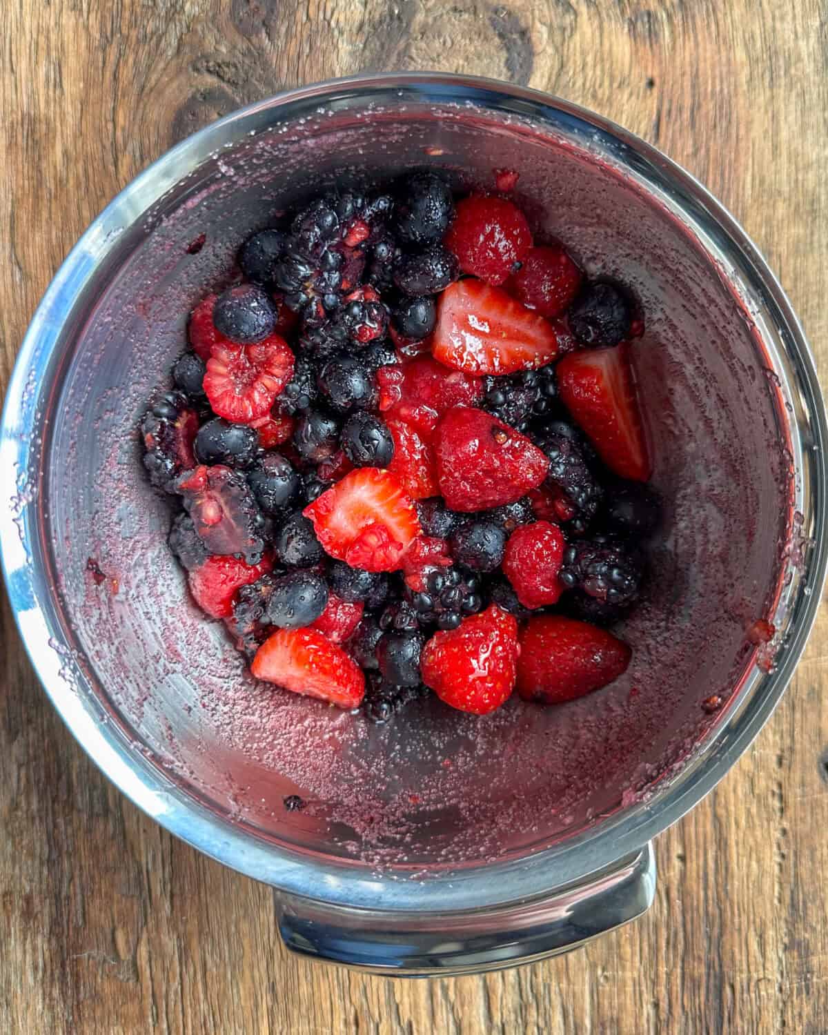 Gently toss everything the macerated berry ingredients together in a bowl cover and let sit for 1 hour.