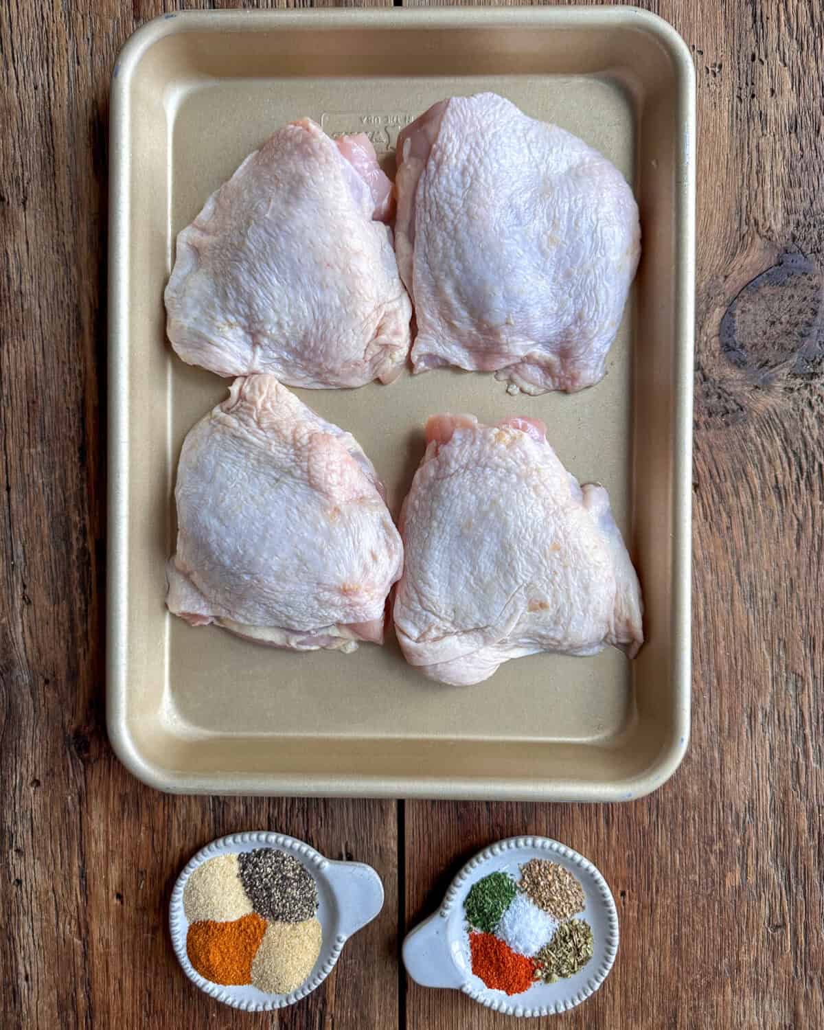 Ingredients for dry rub for chicken thighs in air fryer.
