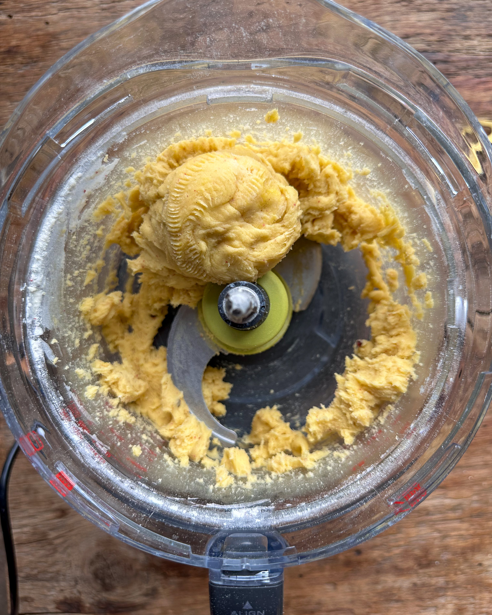 Dough for a galette crust made in the food processor.
