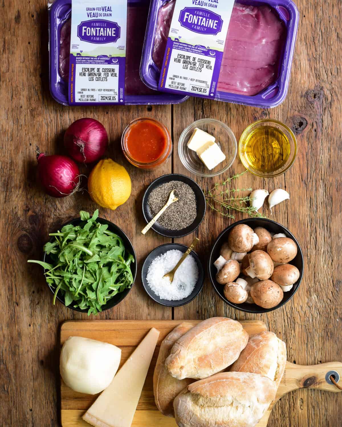 Ingredients for grilled veal cutlet recipes.