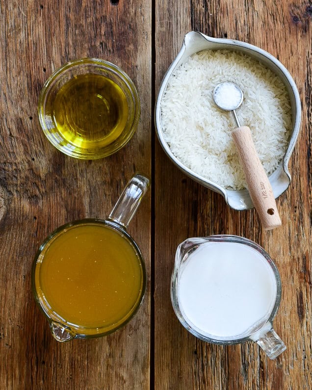 Ingredients for baked coconut rice.