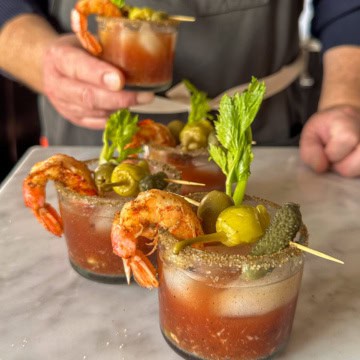 4 ounce bloody marys with shrimp.