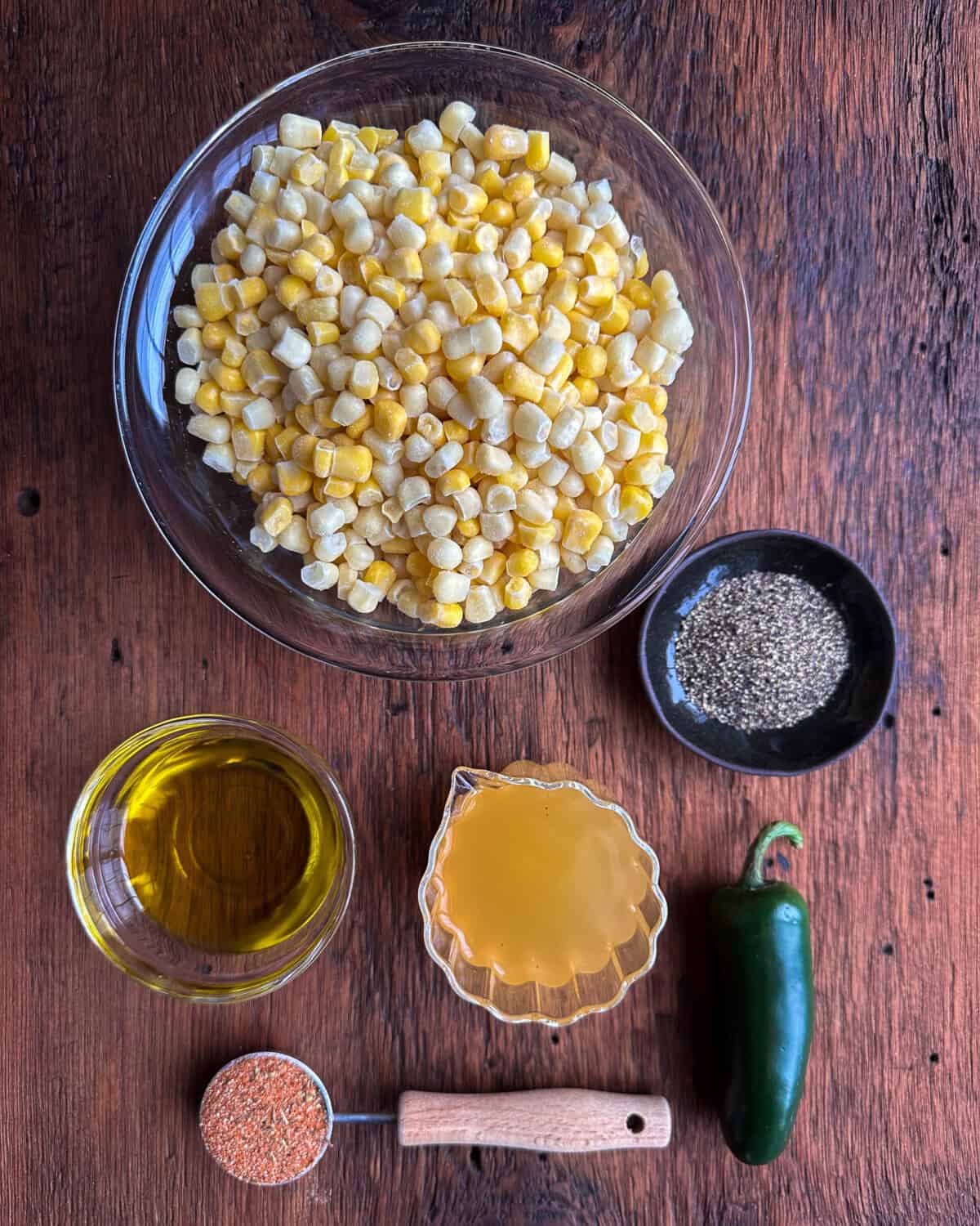 Ingredients for an easy Cajun Corn Recipe.