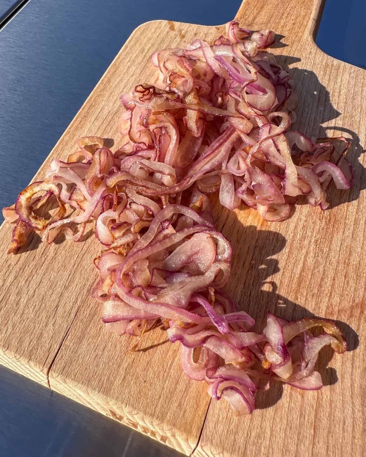 Sauteed onions for topping on pancakes with smoked salmon,