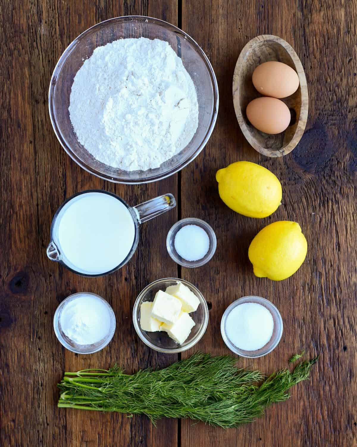 Pancake batter ingredients for a griddle recipe.