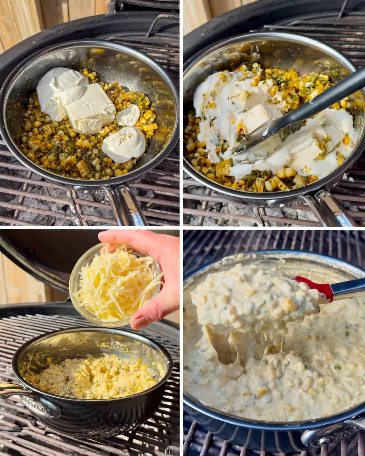 Add the cream cheese, sour cream and cheeses and melt.