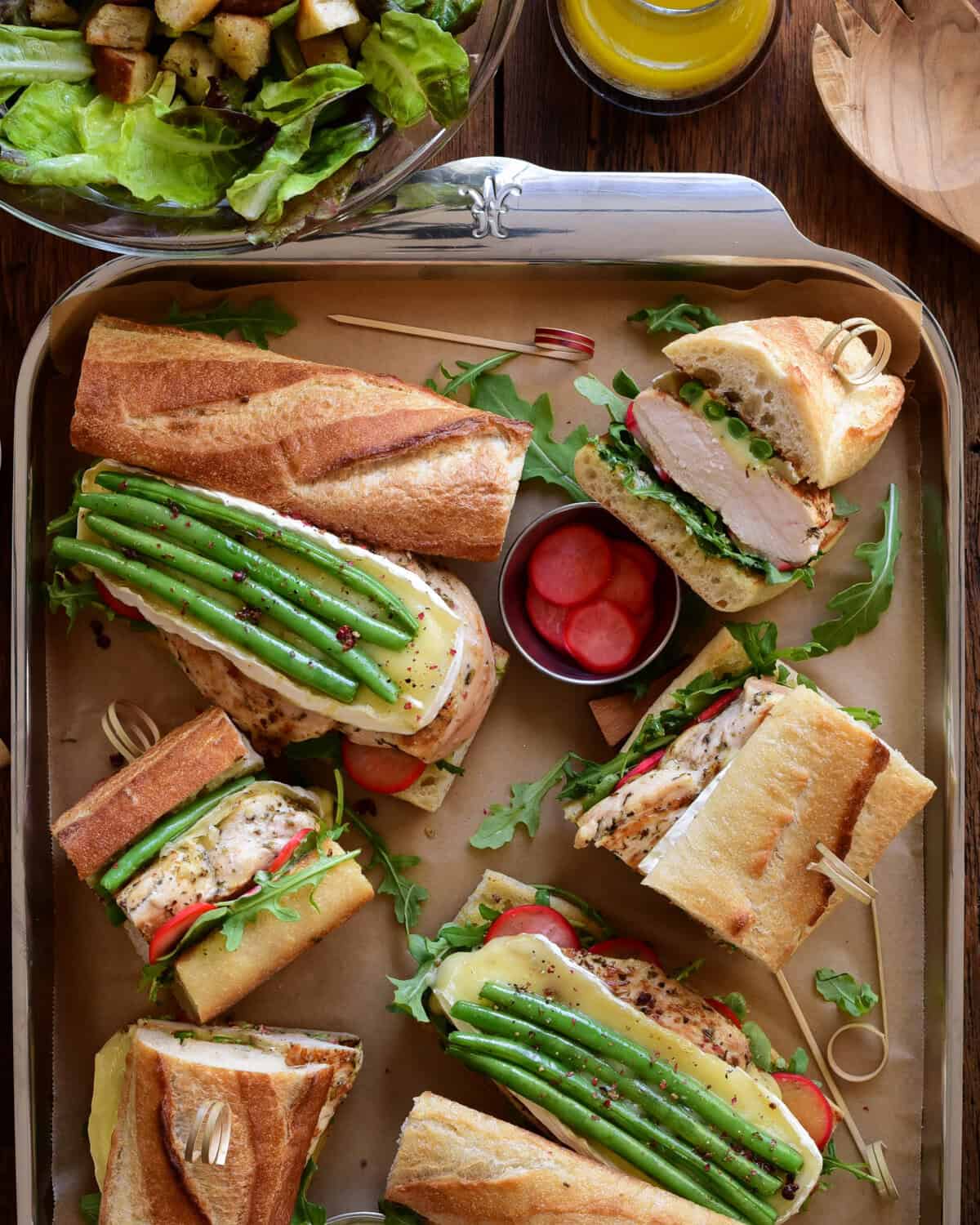 Herbes de Provence Chicken Sandwich with Brie & Dijon Aioli and homemade croutons.