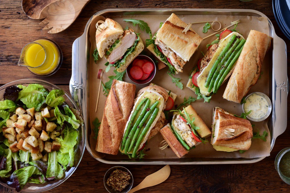 Herbes de Provence Chicken Sandwich with Brie & Dijon Aioli served with a Simple Green Salad.