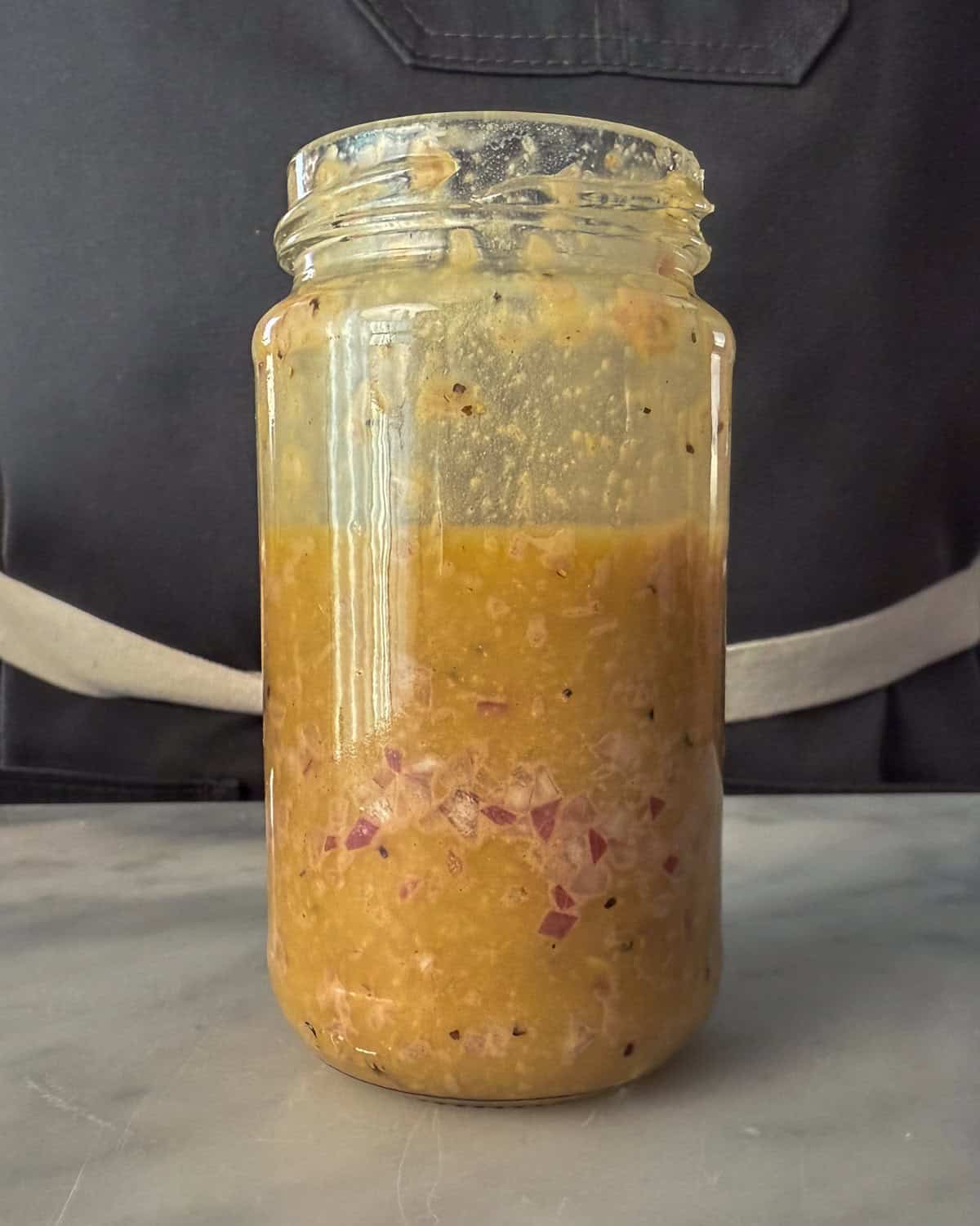 Shake the shallot dijon vinaigrette until emulsified.