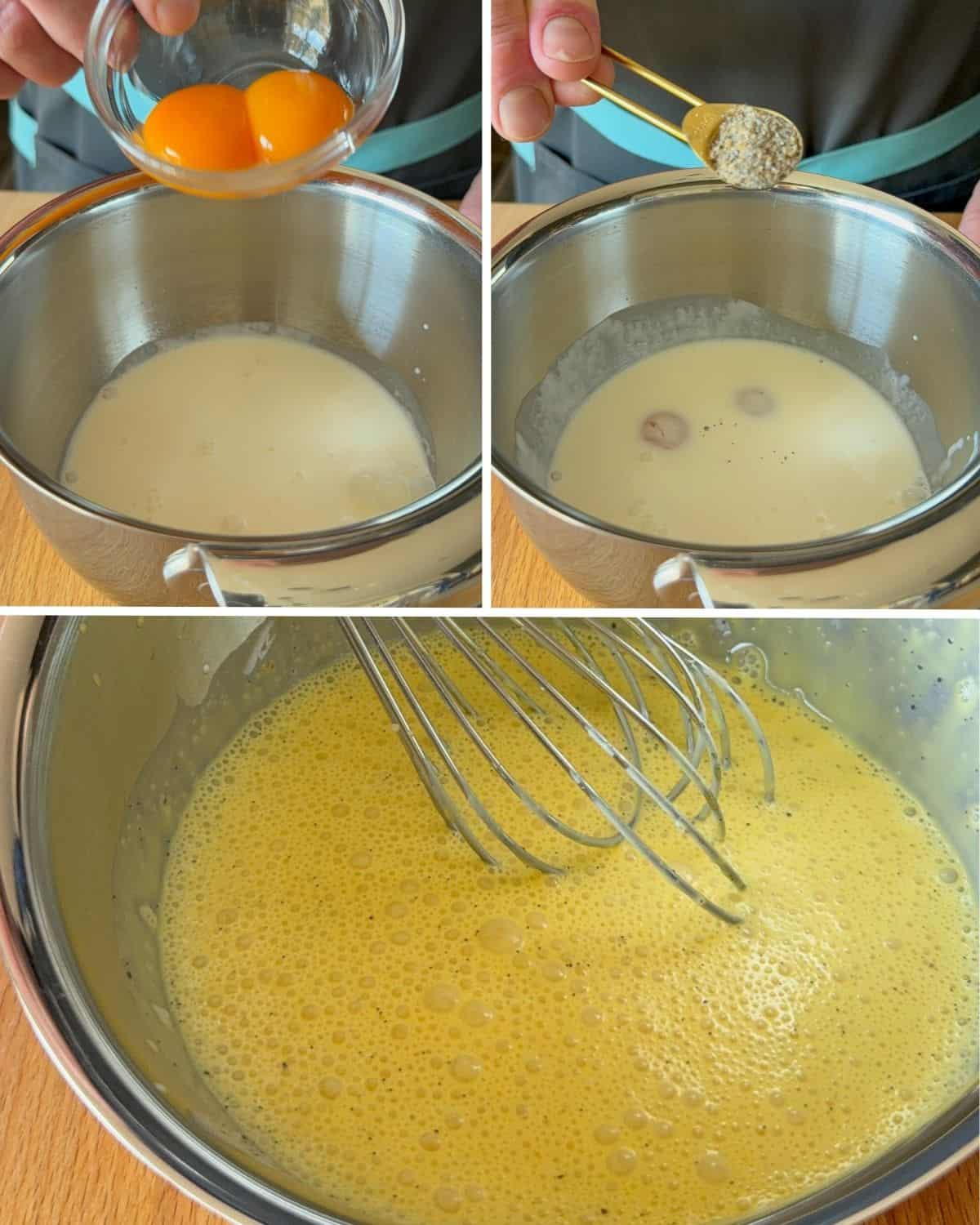 Steps for making a Cardamom-Vanilla glaze.